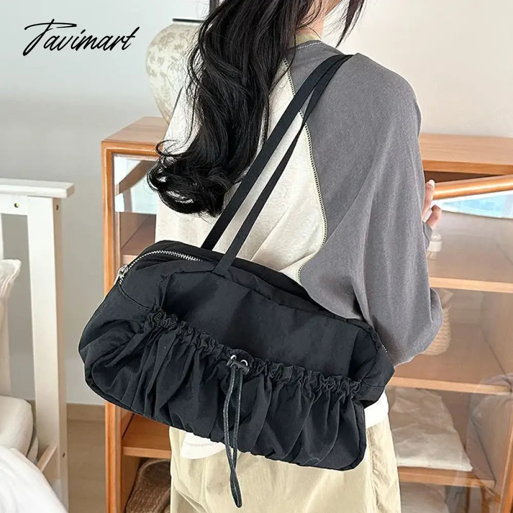 Pleated High-end Superlatives Square Underarm Bags for Women Designer Nylon Ruched String Casual Unique Versatile Hand Bags