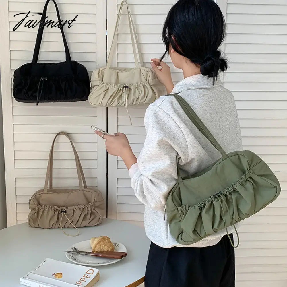 Pleated High-end Superlatives Square Underarm Bags for Women Designer Nylon Ruched String Casual Unique Versatile Hand Bags