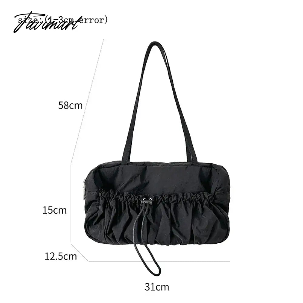 Pleated High-end Superlatives Square Underarm Bags for Women Designer Nylon Ruched String Casual Unique Versatile Hand Bags