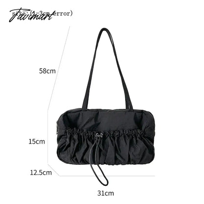 Pleated High-end Superlatives Square Underarm Bags for Women Designer Nylon Ruched String Casual Unique Versatile Hand Bags