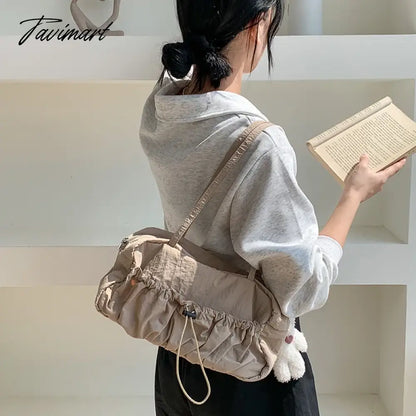 Pleated High-end Superlatives Square Underarm Bags for Women Designer Nylon Ruched String Casual Unique Versatile Hand Bags