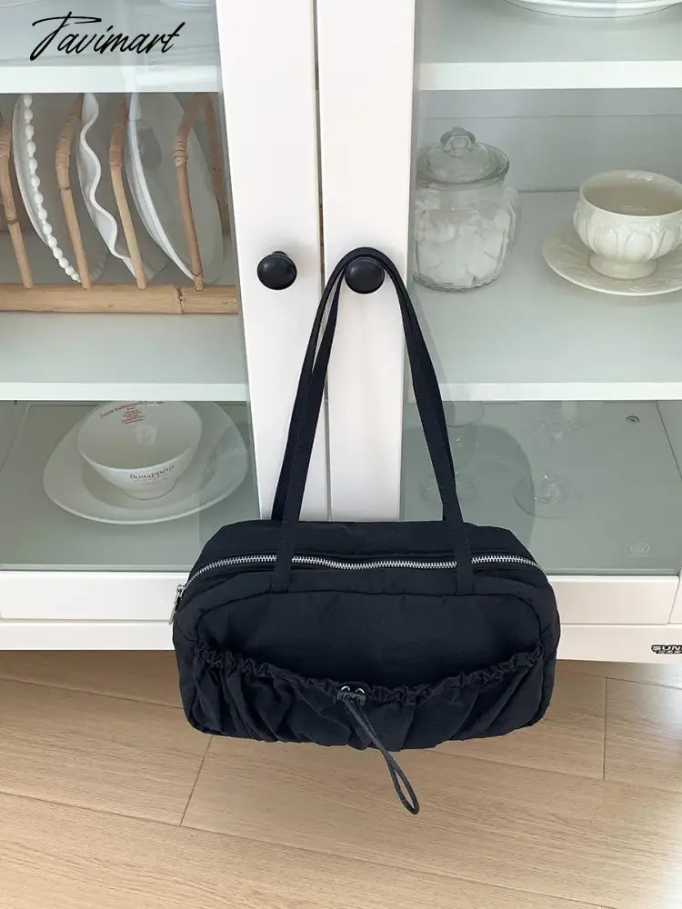 Pleated High-end Superlatives Square Underarm Bags for Women Designer Nylon Ruched String Casual Unique Versatile Hand Bags