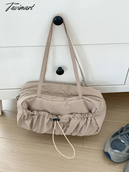 Pleated High-end Superlatives Square Underarm Bags for Women Designer Nylon Ruched String Casual Unique Versatile Hand Bags