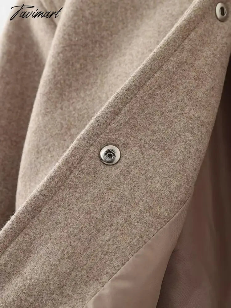 Pockets Cropped Jacket Woman Spring Streetwear Turn Down Collar Long Sleeve Khaki Short Coat Fashion New Chic Outerwear Tops