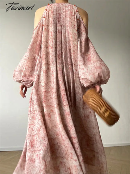 Printed Long Dress Women Summer Elegant Fashion Spring Lace-up Single-breasted A-line Casual Dresses Female Beach Loose Clothing