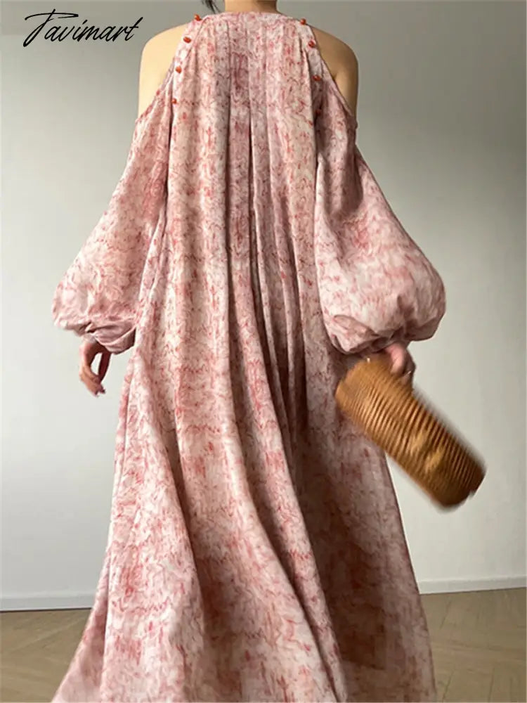 Printed Long Dress Women Summer Elegant Fashion Spring Lace-up Single-breasted A-line Casual Dresses Female Beach Loose Clothing
