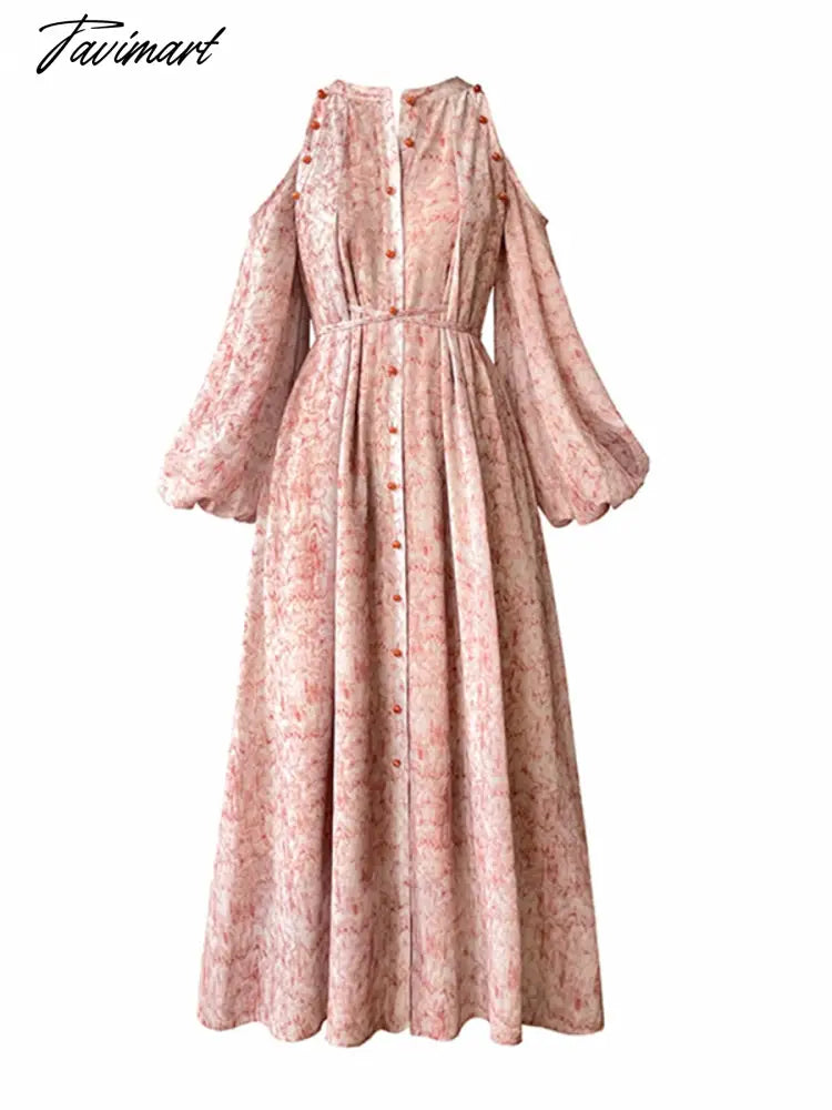 Printed Long Dress Women Summer Elegant Fashion Spring Lace-up Single-breasted A-line Casual Dresses Female Beach Loose Clothing