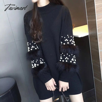 Pullover Women's Jumper Pearl loose rabbit fur Sweater Female Jumper Women Warm Sweaters thick Winter Knitted Oversized Sweater