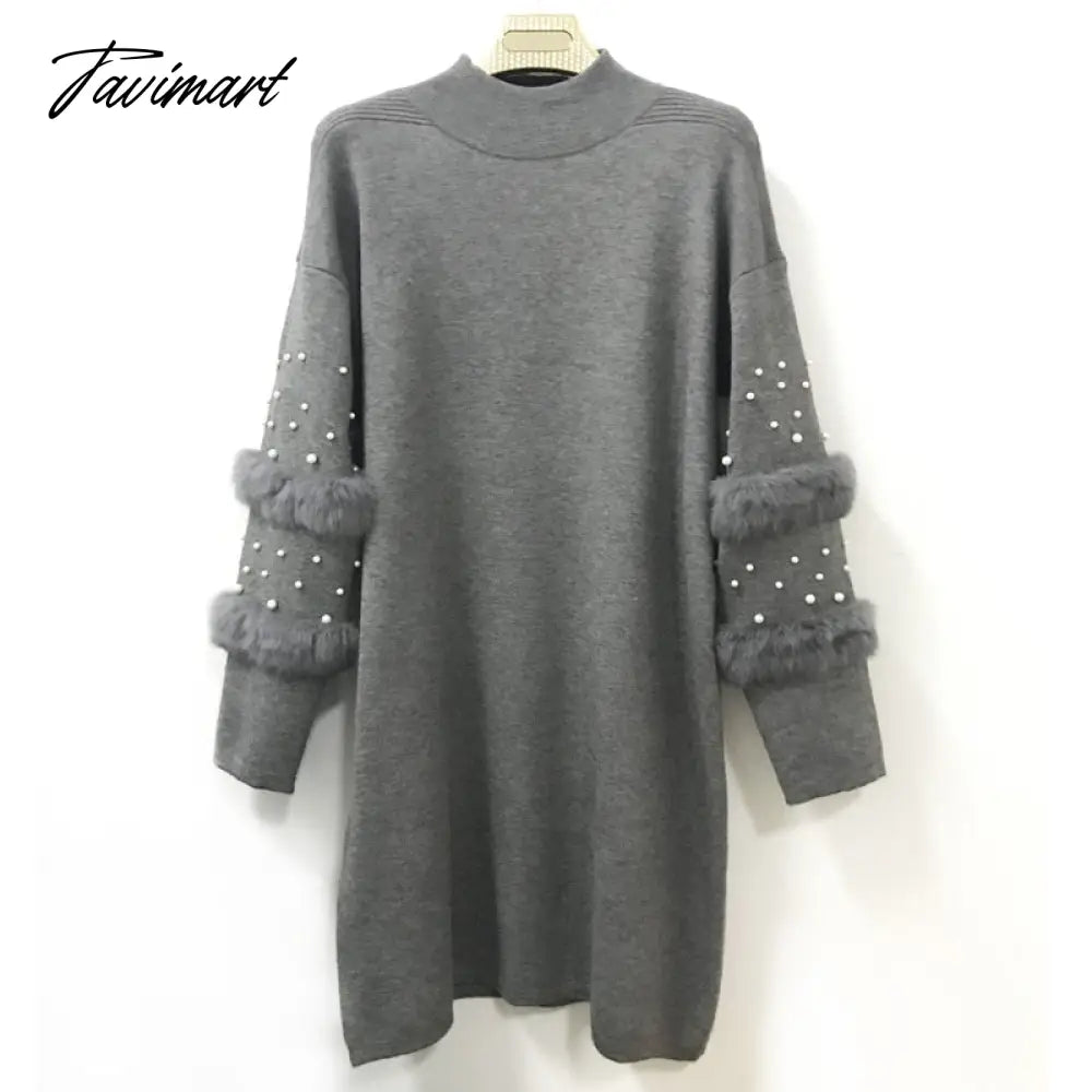 Pullover Women's Jumper Pearl loose rabbit fur Sweater Female Jumper Women Warm Sweaters thick Winter Knitted Oversized Sweater