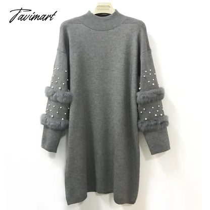 Pullover Women's Jumper Pearl loose rabbit fur Sweater Female Jumper Women Warm Sweaters thick Winter Knitted Oversized Sweater