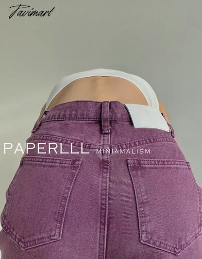 Purple Summer Woman's Jeans High Waist Denim Trouser Baggy Design Ladies Streetwear Vintage Wide Leg Straight Loose Jean Pants