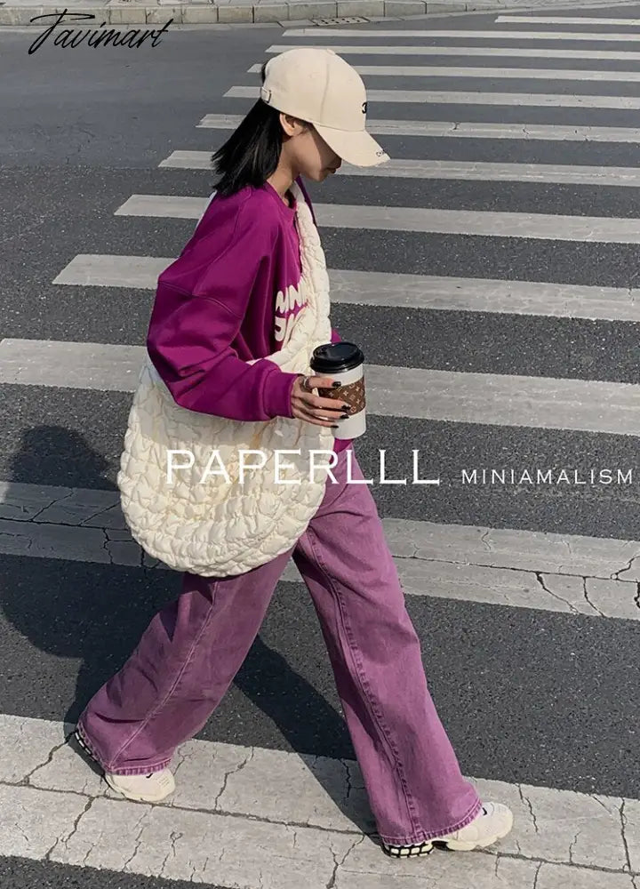 Purple Summer Woman's Jeans High Waist Denim Trouser Baggy Design Ladies Streetwear Vintage Wide Leg Straight Loose Jean Pants
