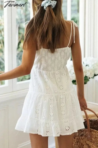 Queens Elegant Women Solid White Sleeveless Beach Bohemian Mini Dresses Ladies Strapless Cotton Boho Dress Vestidos