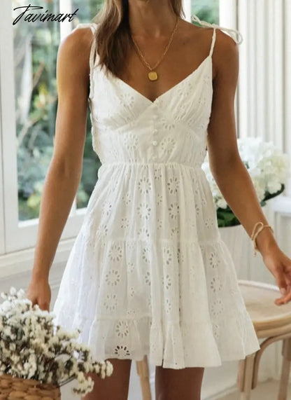 Queens Elegant Women Solid White Sleeveless Beach Bohemian Mini Dresses Ladies Strapless Cotton Boho Dress Vestidos