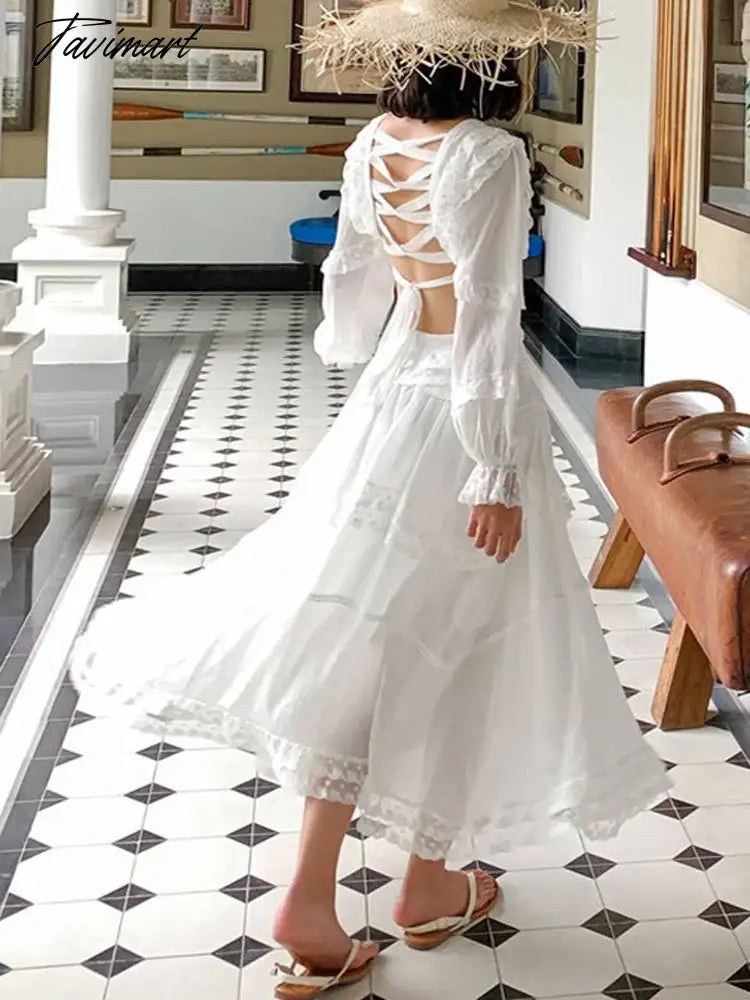 ruffled white long sleeve sexy women dress cut out waist tiered party dress elegant summer dress luxury brand dress