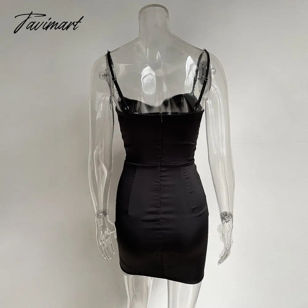 Satin Bodycon Dress Women Party Dress New Arrivals Spaghetti Strap Black Dress Sexy Prom Celebrity Club Night Dresses