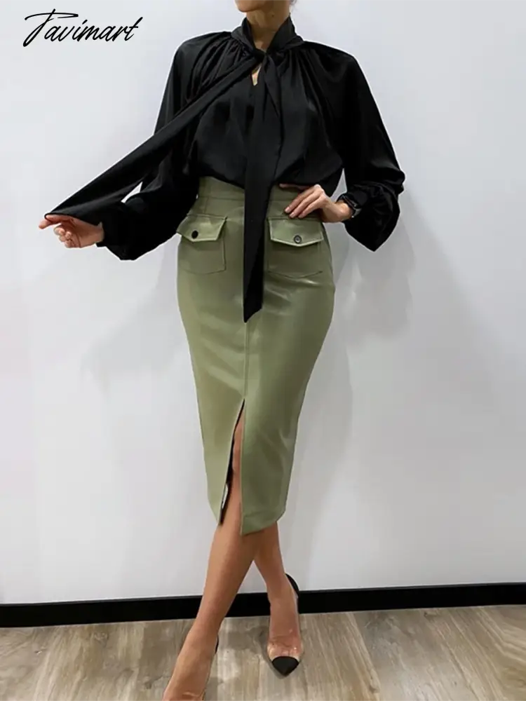 Satin Bow Tie Fashion Women Blouse Lantern Sleeve Casual Solid Color Office Lady Tops Summer New Arrivals