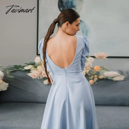 Sexy Backless A-Line White Dress High Waist Long Sleeve O Neck Zipper Elegant Folds Puff Sleeve Long Party Dresses For Women