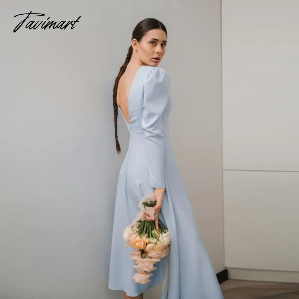Sexy Backless A-Line White Dress High Waist Long Sleeve O Neck Zipper Elegant Folds Puff Sleeve Long Party Dresses For Women