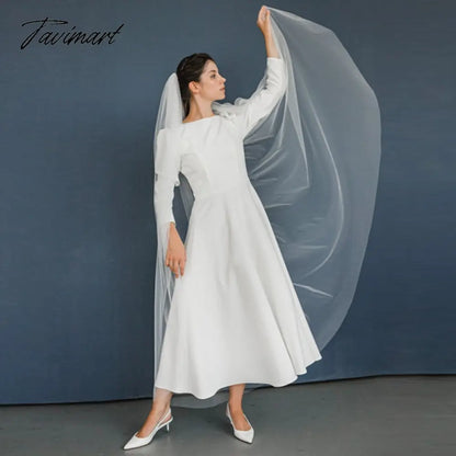 Sexy Backless A-Line White Dress High Waist Long Sleeve O Neck Zipper Elegant Folds Puff Sleeve Long Party Dresses For Women