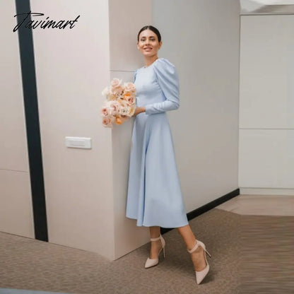 Sexy Backless A-Line White Dress High Waist Long Sleeve O Neck Zipper Elegant Folds Puff Sleeve Long Party Dresses For Women