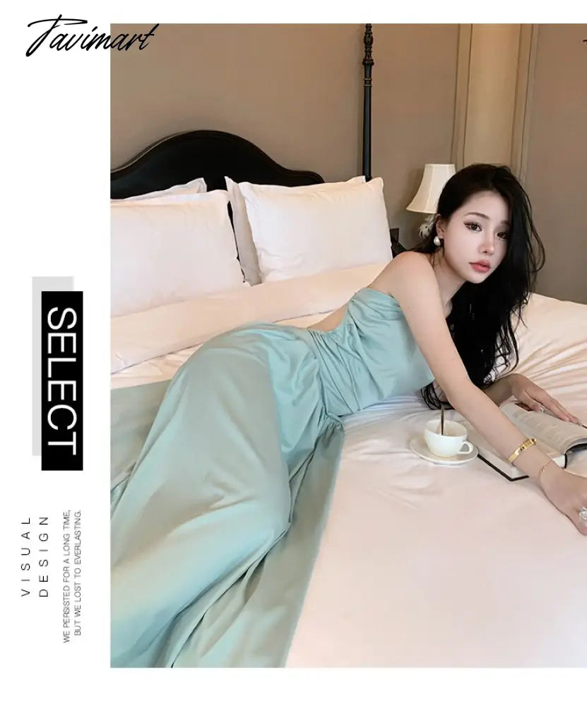 Sexy Backless Beach Dress for Women Summer Beach Holiday Satin Chic Design Spaghetti Strap Elegant Party Long Dresses