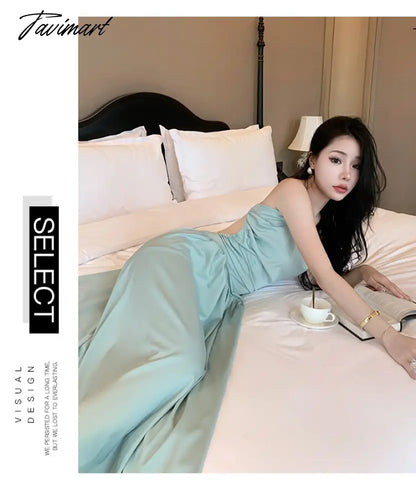Sexy Backless Beach Dress for Women Summer Beach Holiday Satin Chic Design Spaghetti Strap Elegant Party Long Dresses