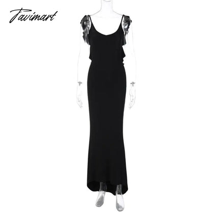 Sexy Backless Sleeveless Slim Maxi Dresses Women Solid Color Evening Night Party Club Ruffles Ruched Long Dress Y2k Outf
