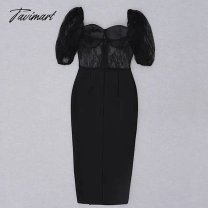 Sexy Lace Bandages Dress New Women Bodycon Patchwork Clothes Club Party Celebrity Elegant Dress
