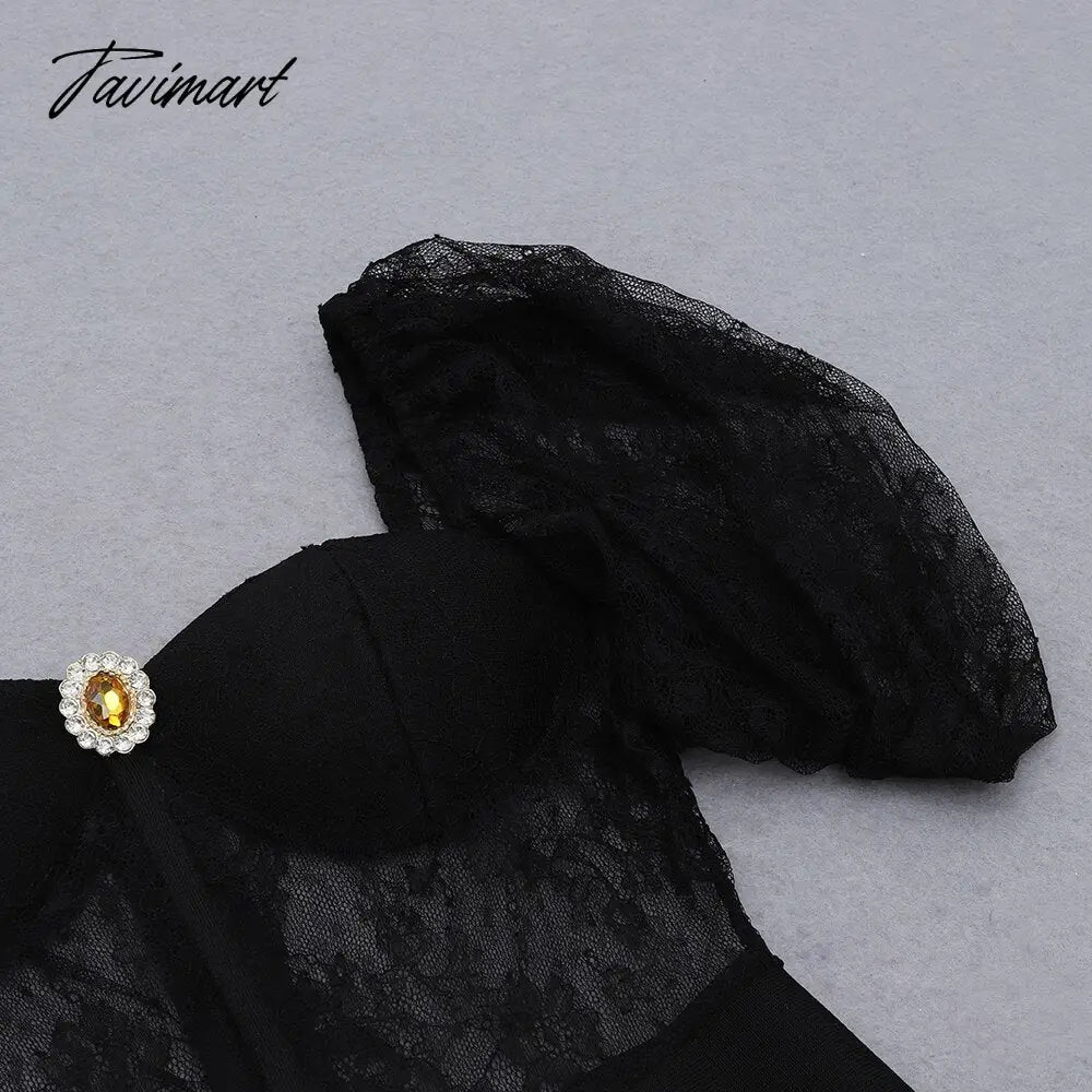 Sexy Lace Bandages Dress New Women Bodycon Patchwork Clothes Club Party Celebrity Elegant Dress