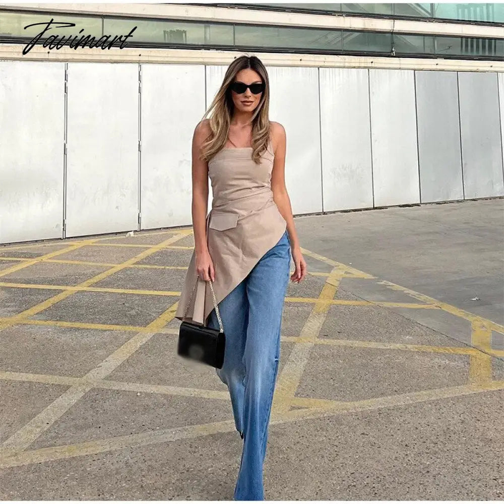 Sexy Solid Irregular Halter Tops Women Elegant Slim Pocket Strapless T-shirt Ladies Summer Fashion Chic Female Streetwear