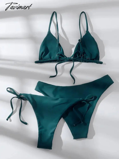 Sexy Three Pieces Bikini Set Women Triangle Tie Side Swimwear Female Solid High Waist Swimsuit New Beach Bathing Biquini