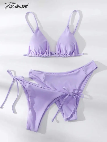 Sexy Three Pieces Bikini Set Women Triangle Tie Side Swimwear Female Solid High Waist Swimsuit New Beach Bathing Biquini