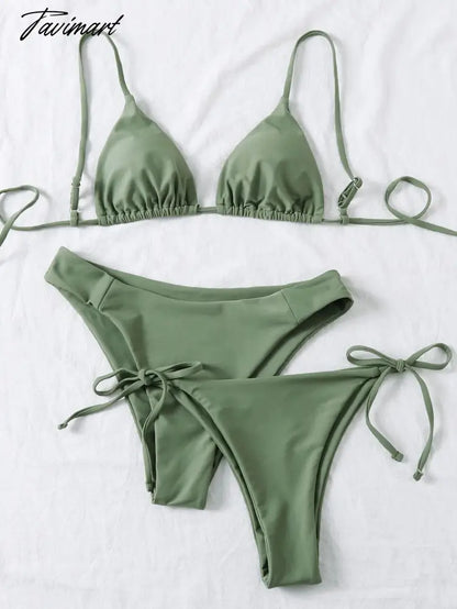 Sexy Three Pieces Bikini Set Women Triangle Tie Side Swimwear Female Solid High Waist Swimsuit New Beach Bathing Biquini
