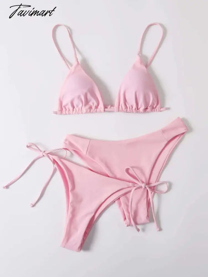 Sexy Three Pieces Bikini Set Women Triangle Tie Side Swimwear Female Solid High Waist Swimsuit New Beach Bathing Biquini