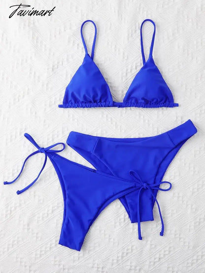 Sexy Three Pieces Bikini Set Women Triangle Tie Side Swimwear Female Solid High Waist Swimsuit New Beach Bathing Biquini