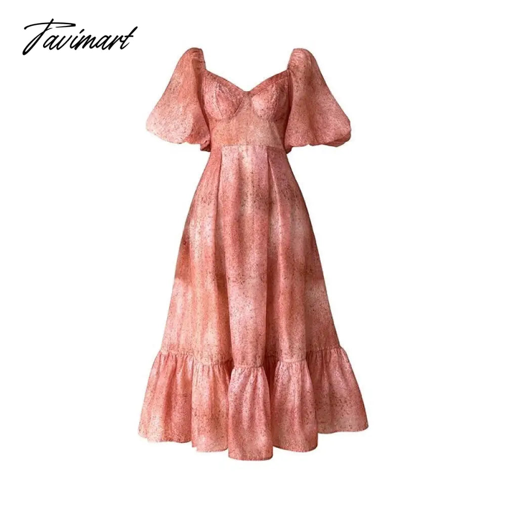 Short Sleeve French Elegant Dress Woman Beach Chiffon Fashion Midi Dress Office Lady Retro Even Party Dress Casual Summer