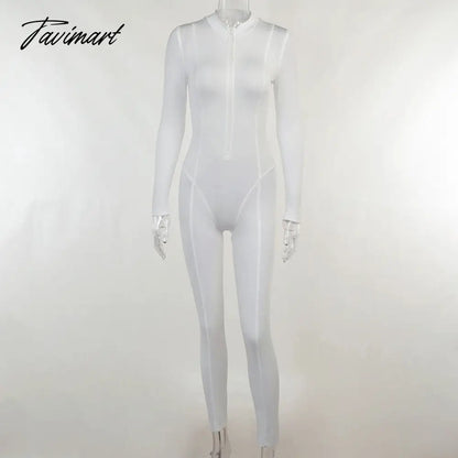 Skinny Sport Jumpsuit Women Casual White Long Sleeve Bodycon One Pieces Sexy Club Outfits Body Tops Autumn Overalls