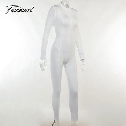 Skinny Sport Jumpsuit Women Casual White Long Sleeve Bodycon One Pieces Sexy Club Outfits Body Tops Autumn Overalls