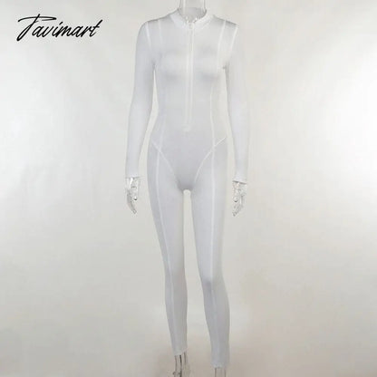 Skinny Sport Jumpsuit Women Casual White Long Sleeve Bodycon One Pieces Sexy Club Outfits Body Tops Autumn Overalls