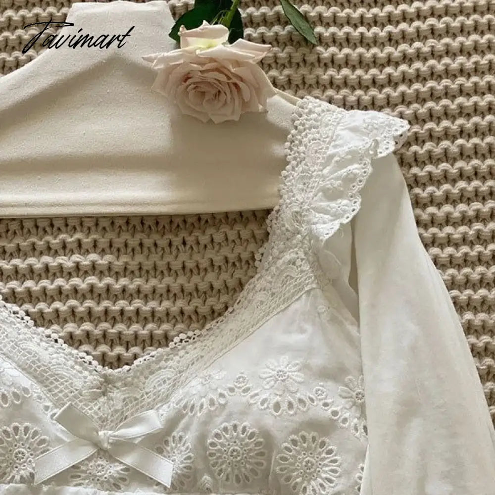 Sleepwear Cotton Vintage Clothes Lace Pajamas Women Room Wear Pyjama Pour Femme Princess Pijamas Feminino White Loungewear