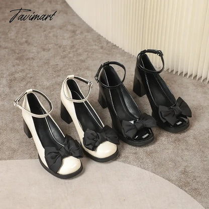 Small size thick heeled shoes, four seasons thick sole, waterproof platform, high heels, sweet and elegant women's shoes