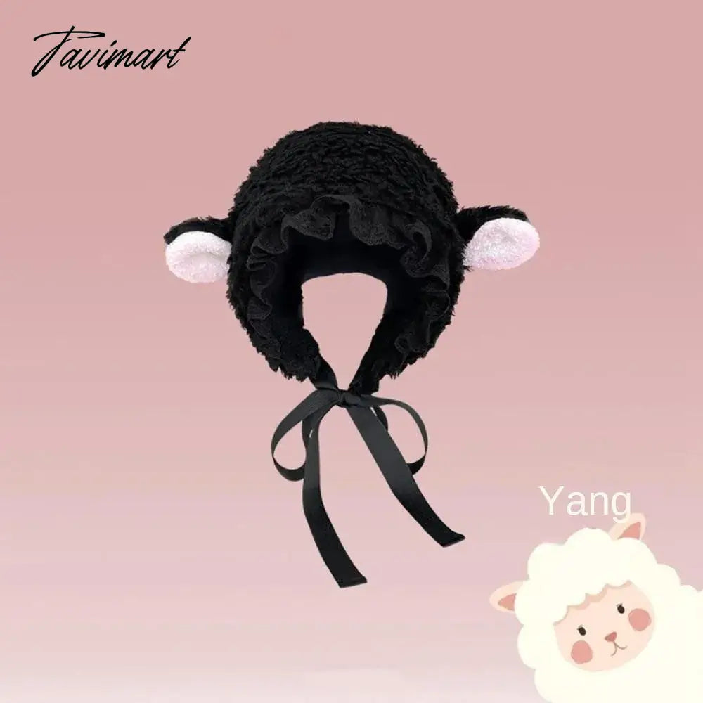 Soft Lovely Lamb Cosplay Bucket Hat Outdoors Warm Winter Outdoors Hats Cosplay Hat Fluffy Hats Fluffy Costume Hats Gift