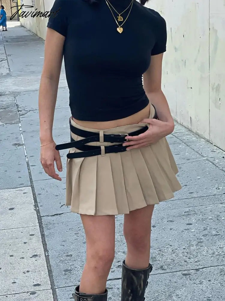 Solid Casual Women Pleated Skirt Mini Low Waist Preppy Style Kawaii Skirts Femme Streetwork Versatile Girl Falda Mujer