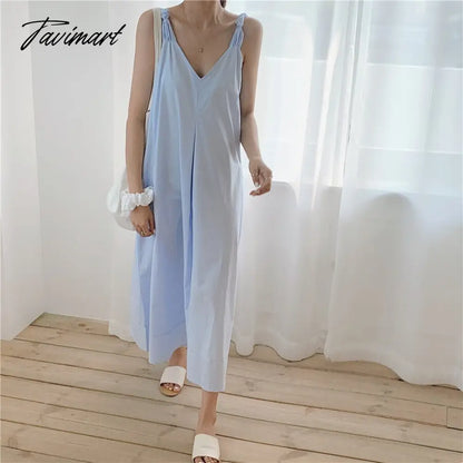 Solid Simple Low V-Neck Summer Dress Women Large Swing Loose Dresses Wide Strap Suspender Women's Long Dress Elegant Party