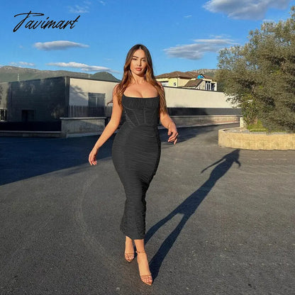 Solid Skinny Ruched Pencil Dresses Women Elegant Sleeveless Bandage Party Club Maxi Dress Outfits Female Clothing Long