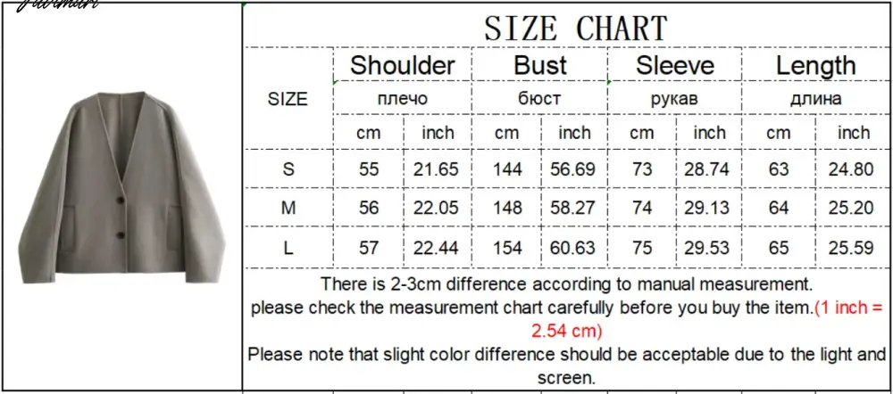 Solid V-neck Single Breasted Long Sleeved Jacket Women's Fashion Casual Autumn Winter Warm Coat Female Chic Street Outwear