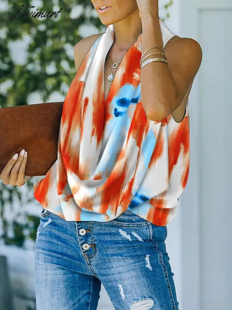Solid Women Casual Sleeveless Pullovers Shirt Loose Elegant Basic Streetwear Tops Summer Female Sexy Deep V Neck Blouse Blusa