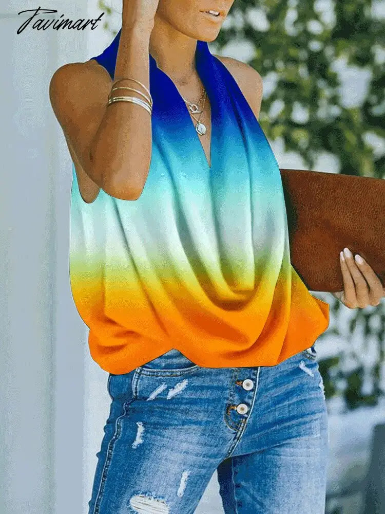 Solid Women Casual Sleeveless Pullovers Shirt Loose Elegant Basic Streetwear Tops Summer Female Sexy Deep V Neck Blouse Blusa