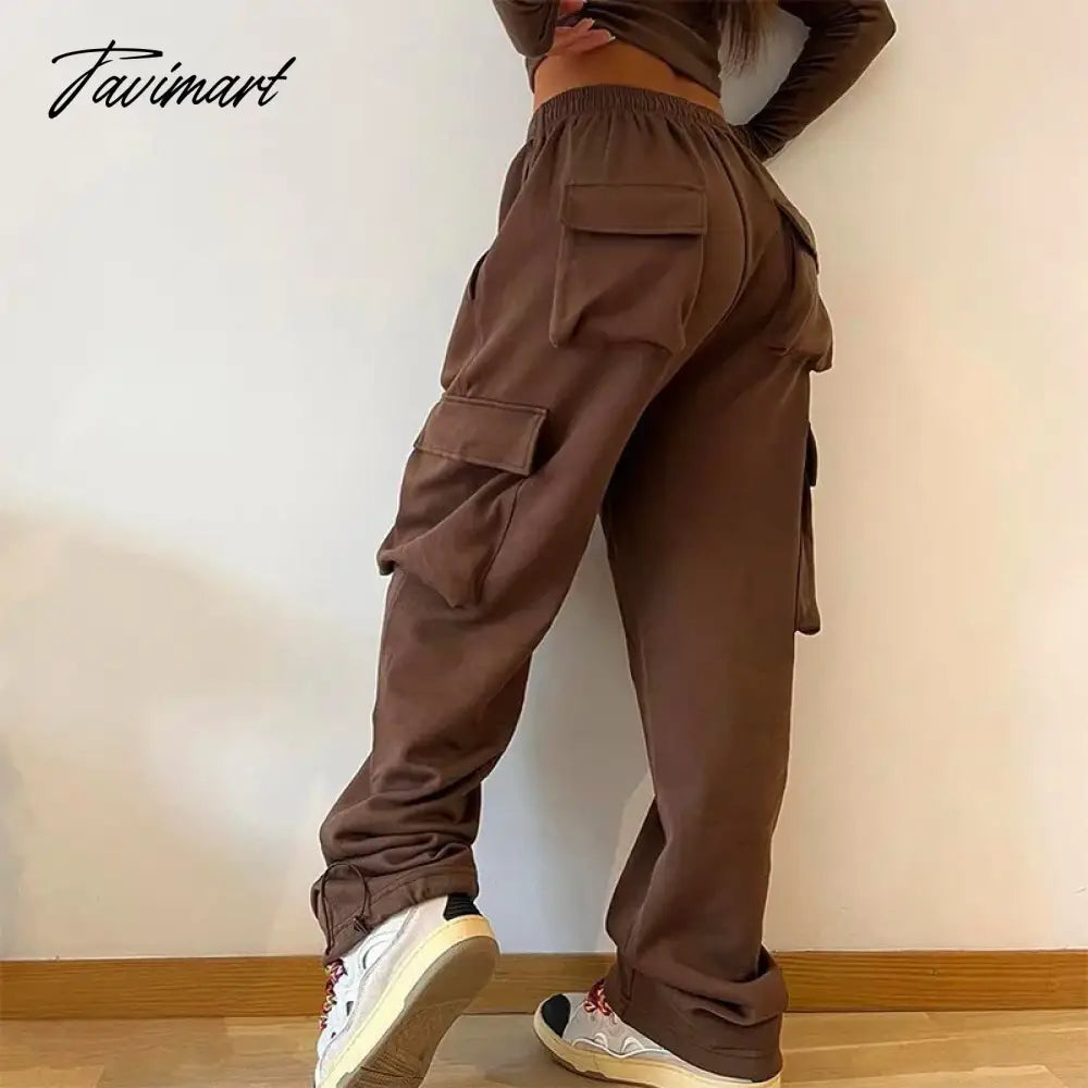 Solid Y2K Cargo Joggers Pink Pants Pocket Tracksuits Trousers Women Winter Clothes Casual Sweat Sexy Baggy Parachute Pants